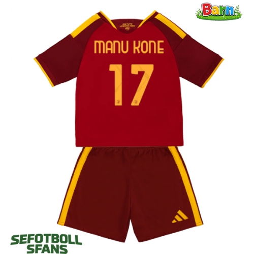 AS Roma Manu Kone #17 Hemmaställ Barn 2026-27 Kortärmad (+ Korta byxor)